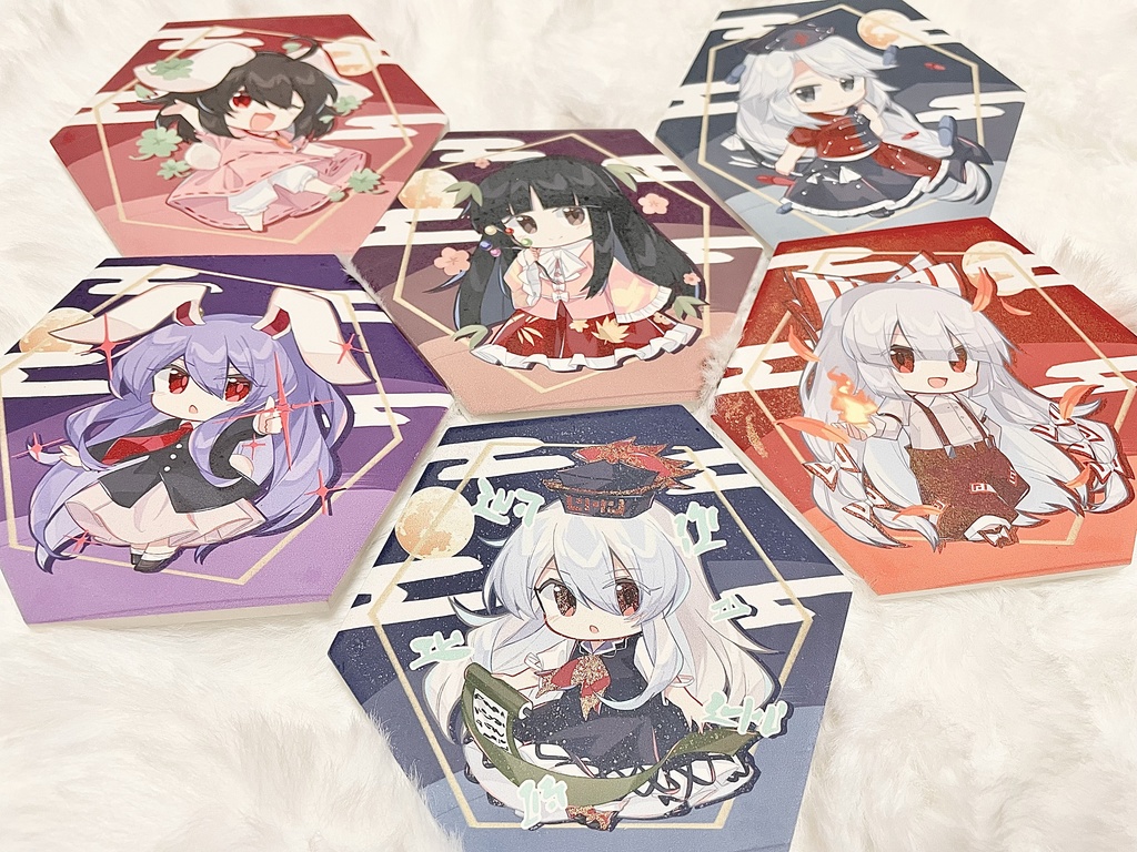 【永夜抄21th記念】六角形白雲石コースター 八意永琳