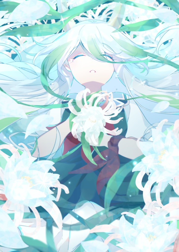 A3クリアポスター「満月に咲く造花」