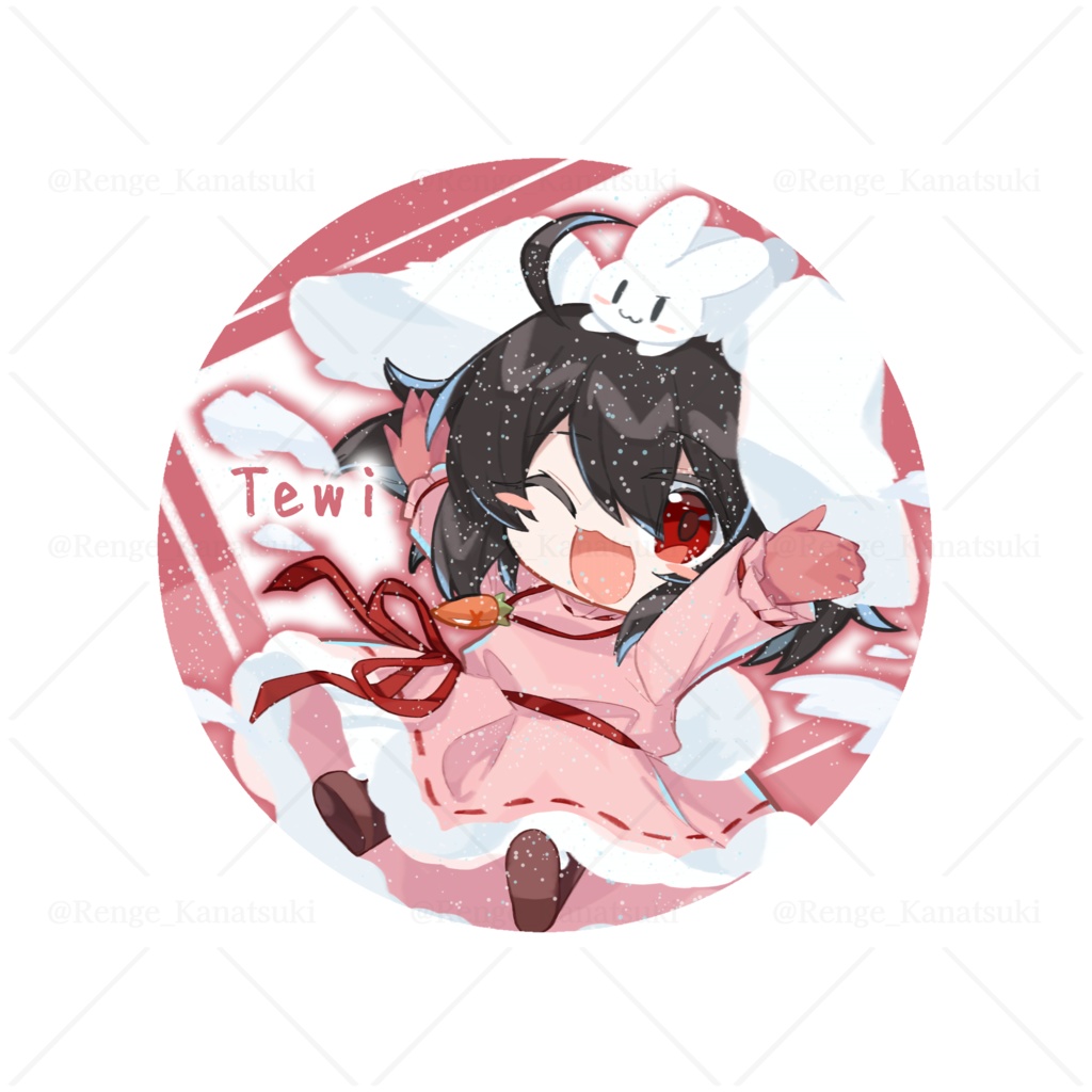 【冬毛もふカル】雪ラメ缶バッジ 因幡てゐ