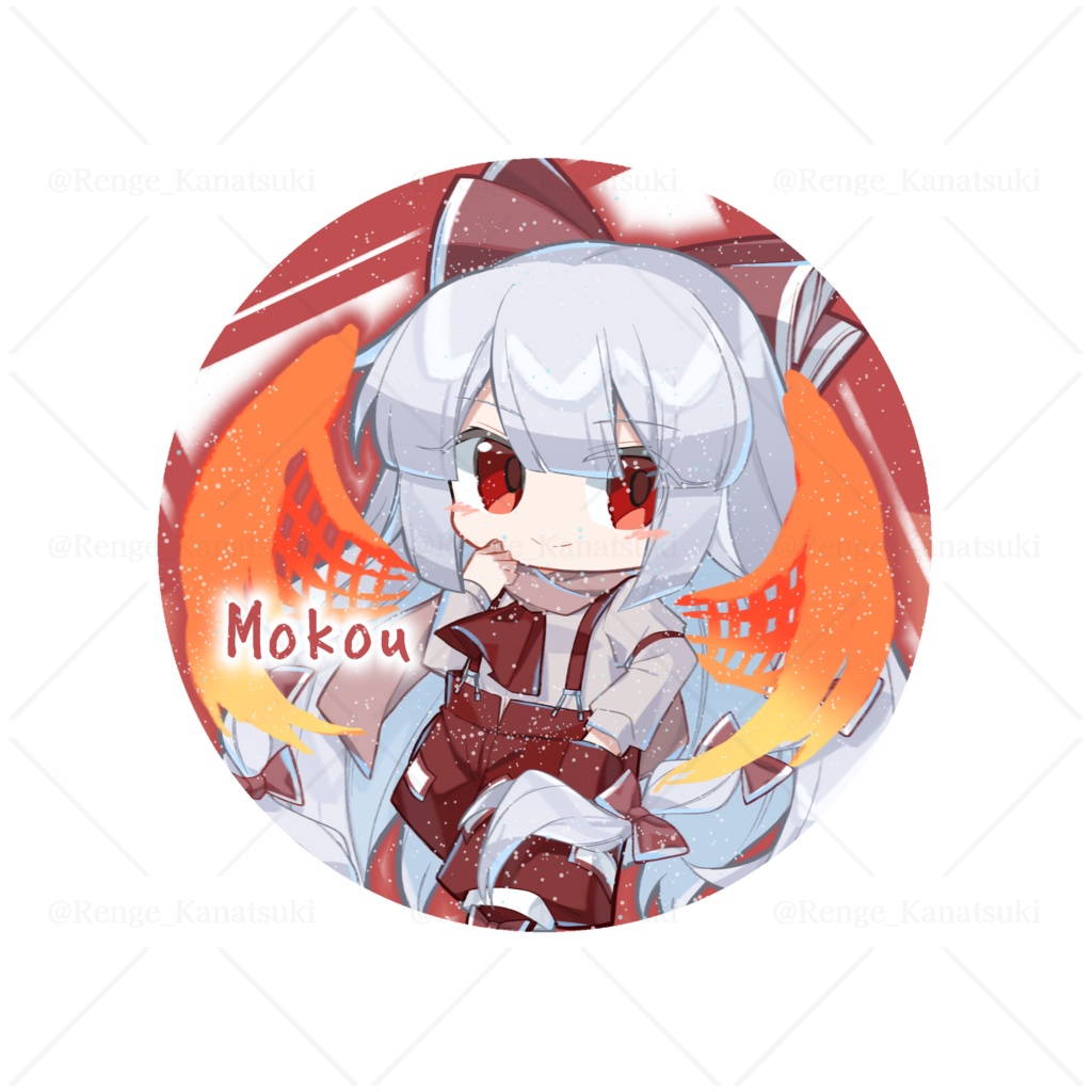 【冬毛もふカル】雪ラメ缶バッジ 藤原妹紅