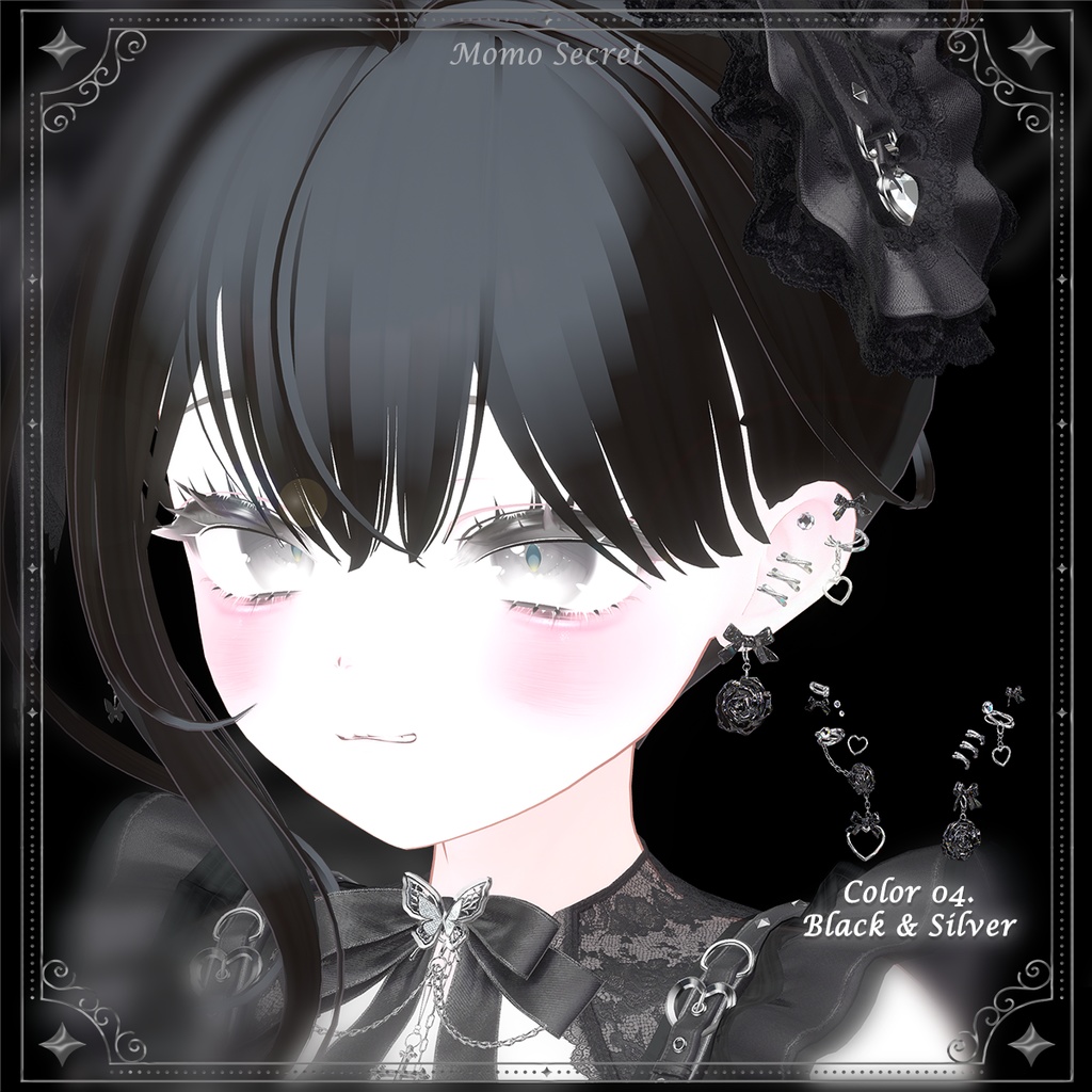 【7色 / 各パーツON-OFF対応】Rose Piercings (ローズピアス)