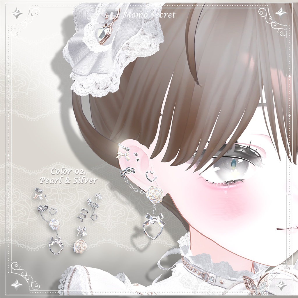【7色 / 各パーツON-OFF対応】Rose Piercings (ローズピアス)