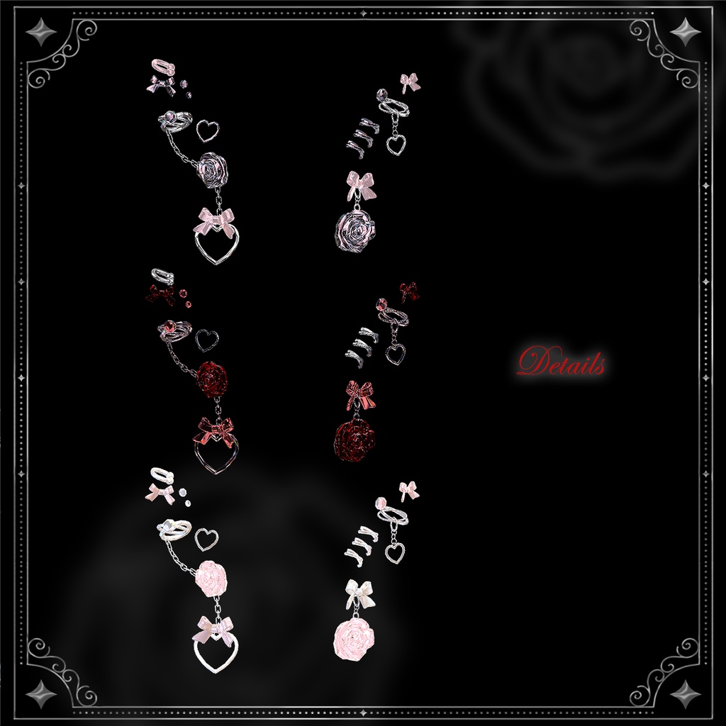 【7色 / 各パーツON-OFF対応】Rose Piercings (ローズピアス)