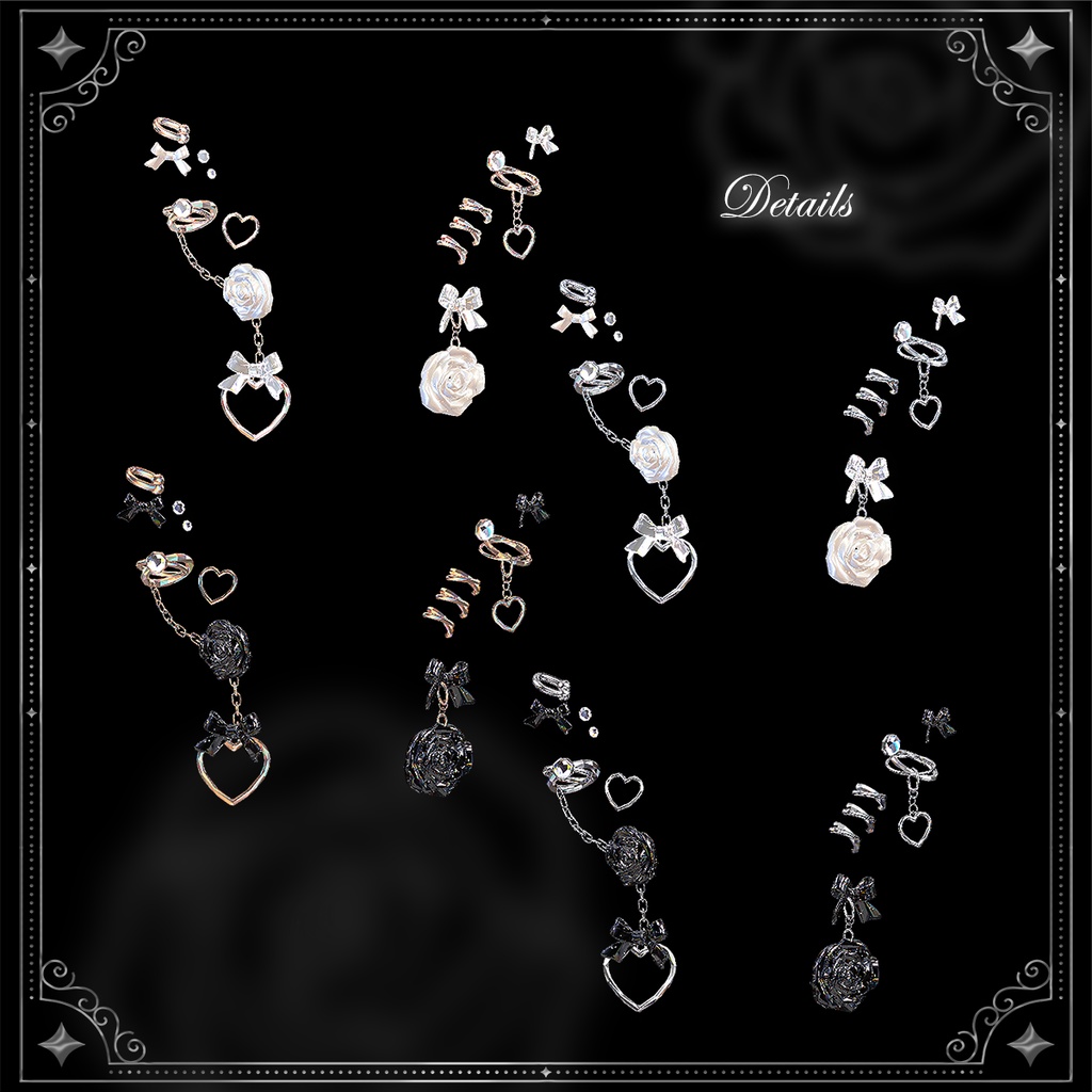 【7色 / 各パーツON-OFF対応】Rose Piercings (ローズピアス)