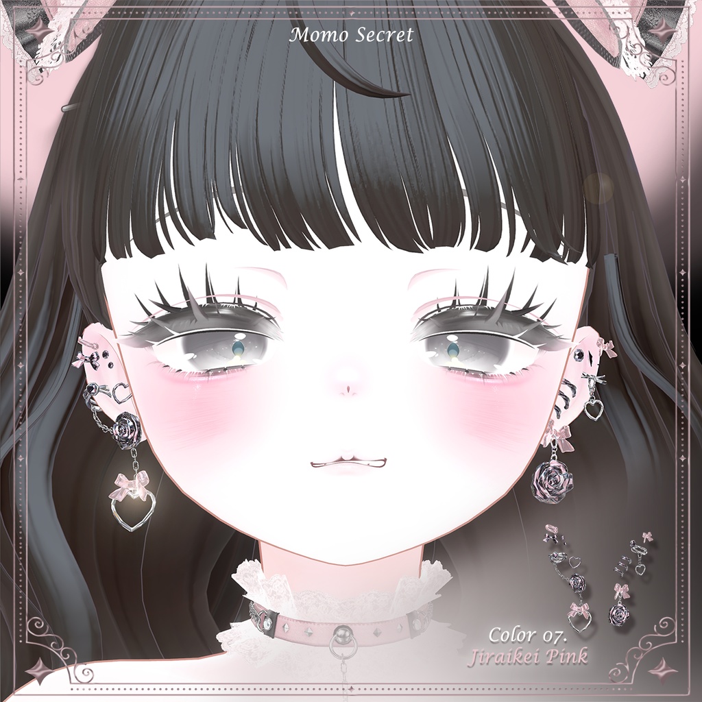 【7色 / 各パーツON-OFF対応】Rose Piercings (ローズピアス)