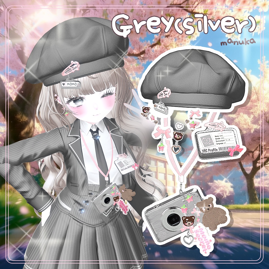 【無料FREE】【SALE 50%】Spring School Accessory Set 【全6色 / 名札改変OK / キーリング&ピンON・OFF】