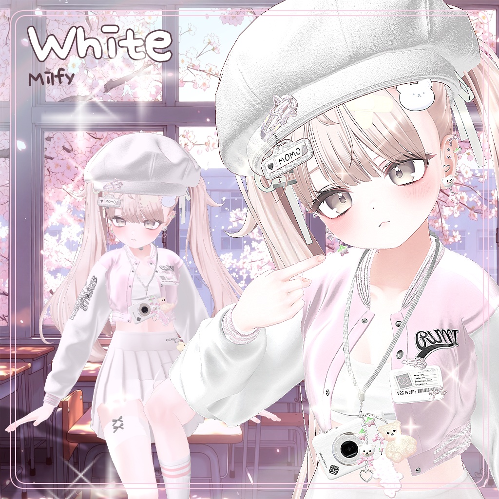 【無料FREE】【SALE 50%】Spring School Accessory Set 【全6色 / 名札改変OK / キーリング&ピンON・OFF】