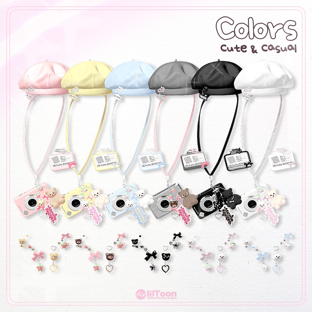 【無料FREE】【SALE 50%】Spring School Accessory Set 【全6色 / 名札改変OK / キーリング&ピンON・OFF】
