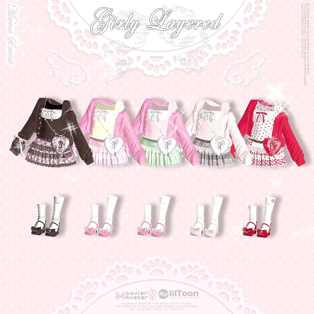 【OPENSALE‼️ / 12アバター対応】 Girly Layered Look 18 colors💗
