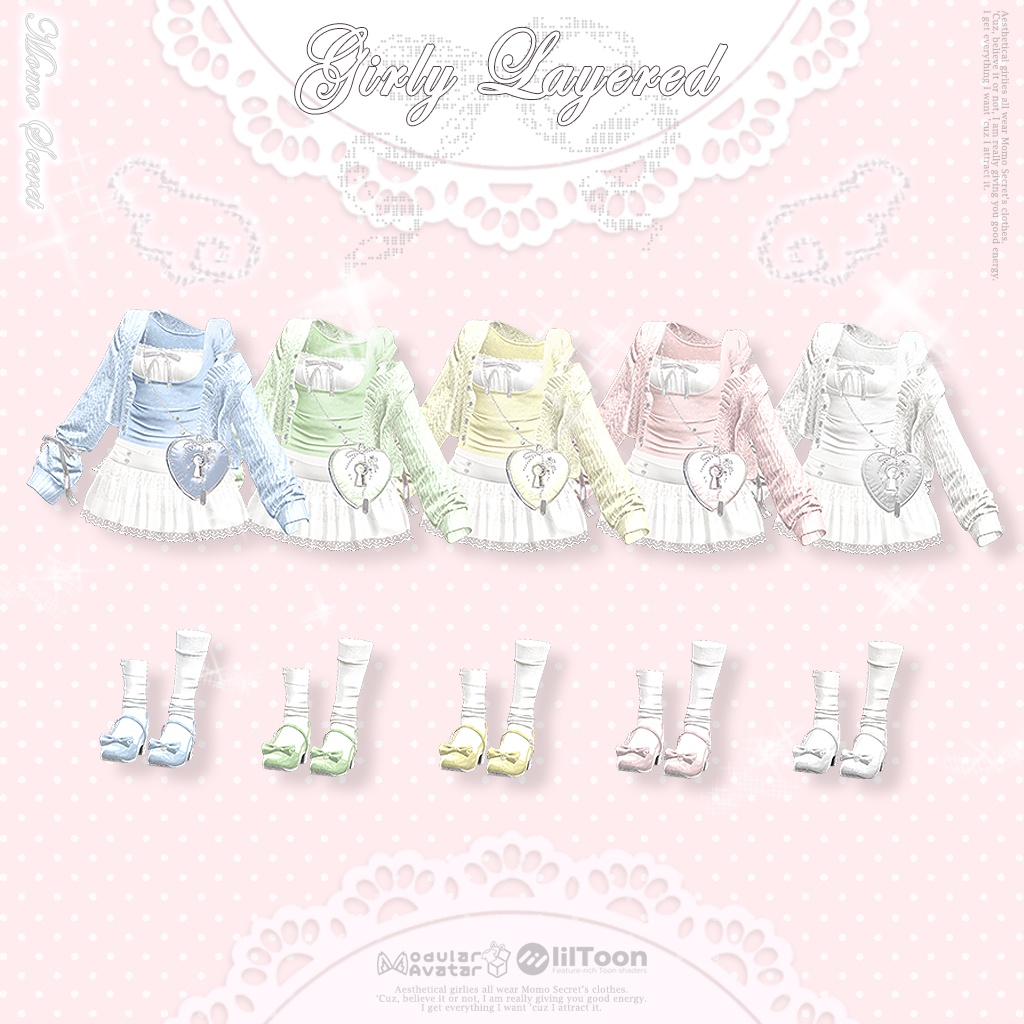 【OPENSALE‼️ / 12アバター対応】 Girly Layered Look 18 colors💗