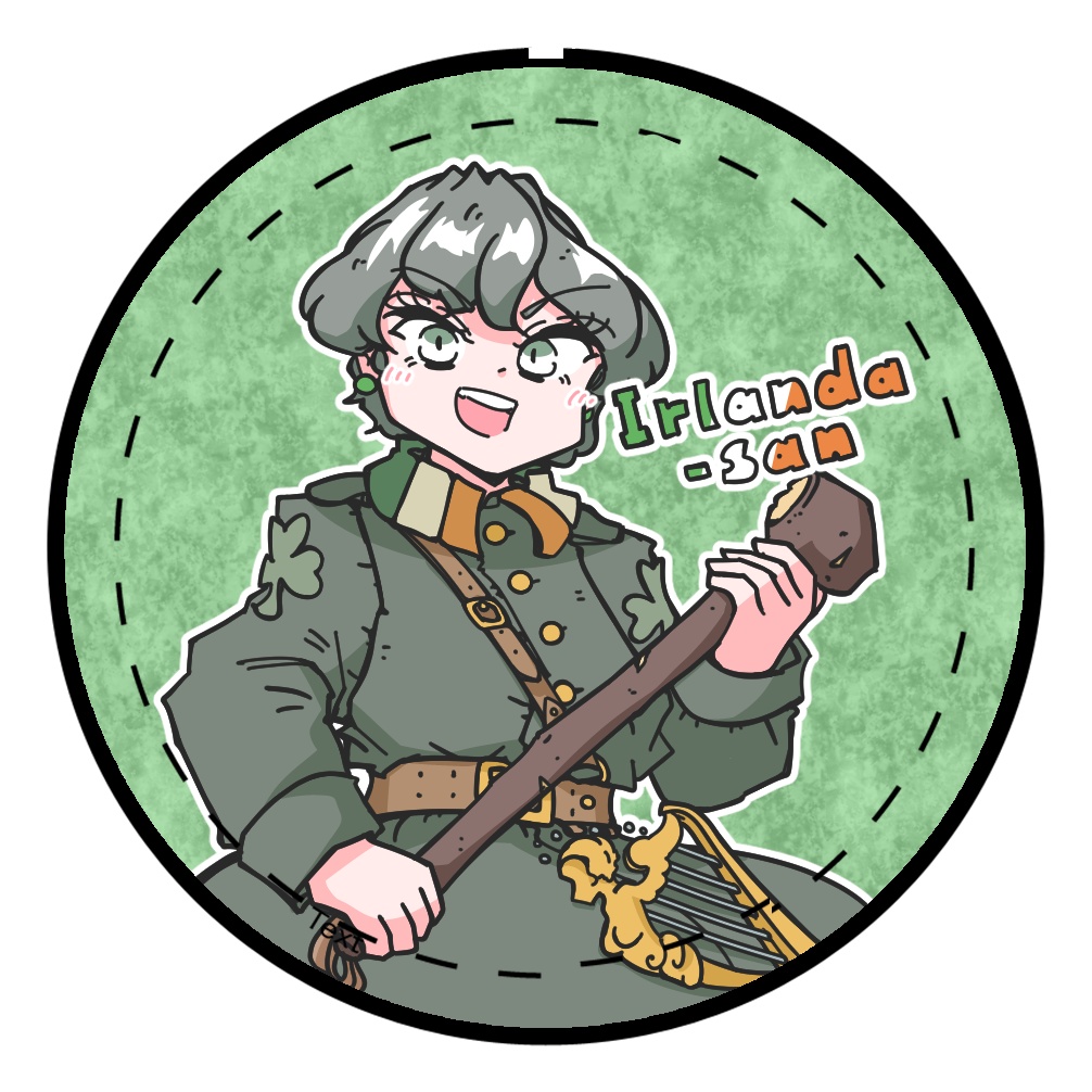 もんどす缶バッジ/イルランダ（アイルランドさん）