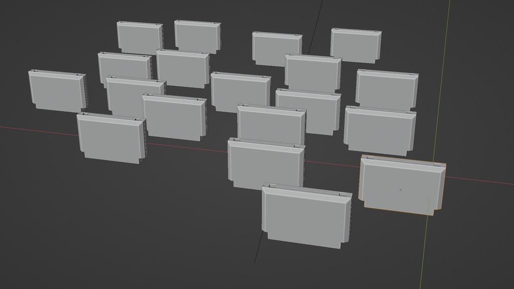 レトロゲームカセット3Dモデル 19個セット