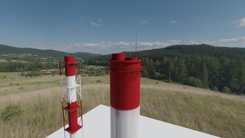 煙突3Dモデル3種