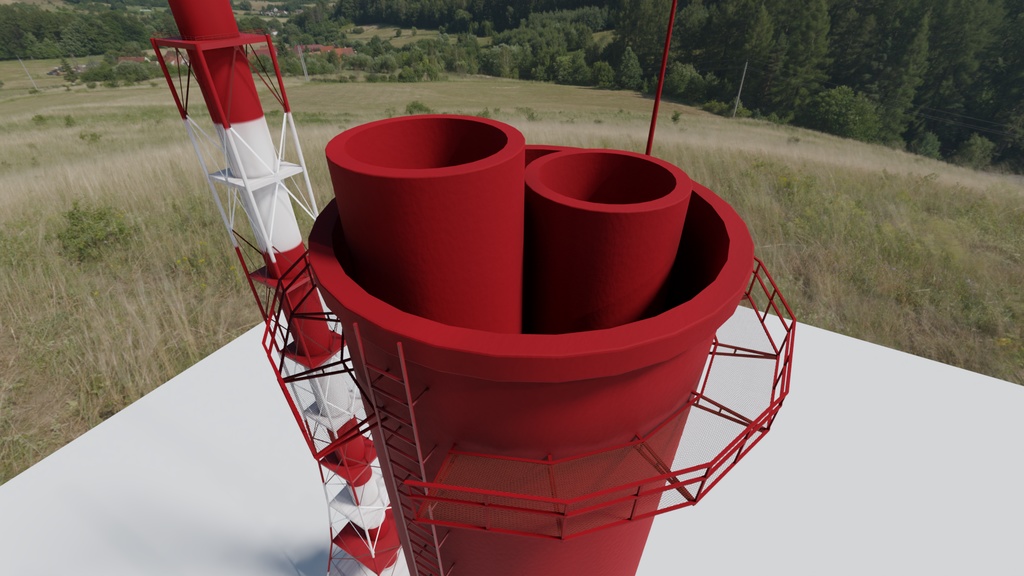 煙突3Dモデル3種