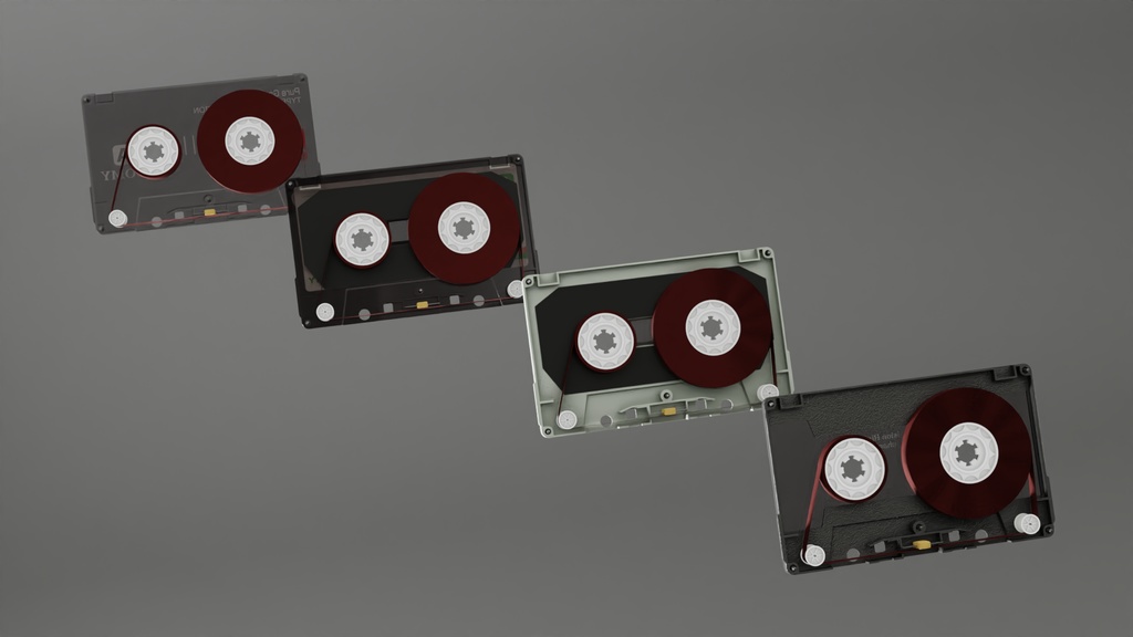 カセットテープ4種　3Dモデル