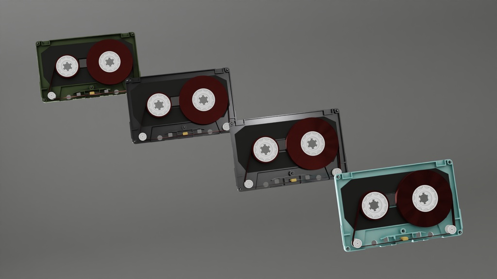 カセットテープ4種 3Dモデル その2