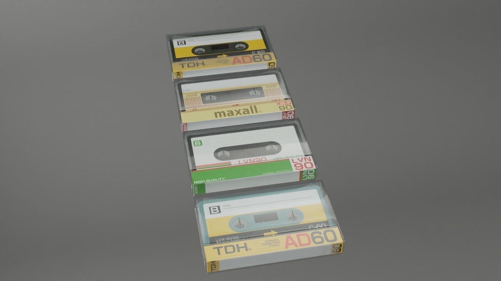 カセットテープ4種　3Dモデル　その2
