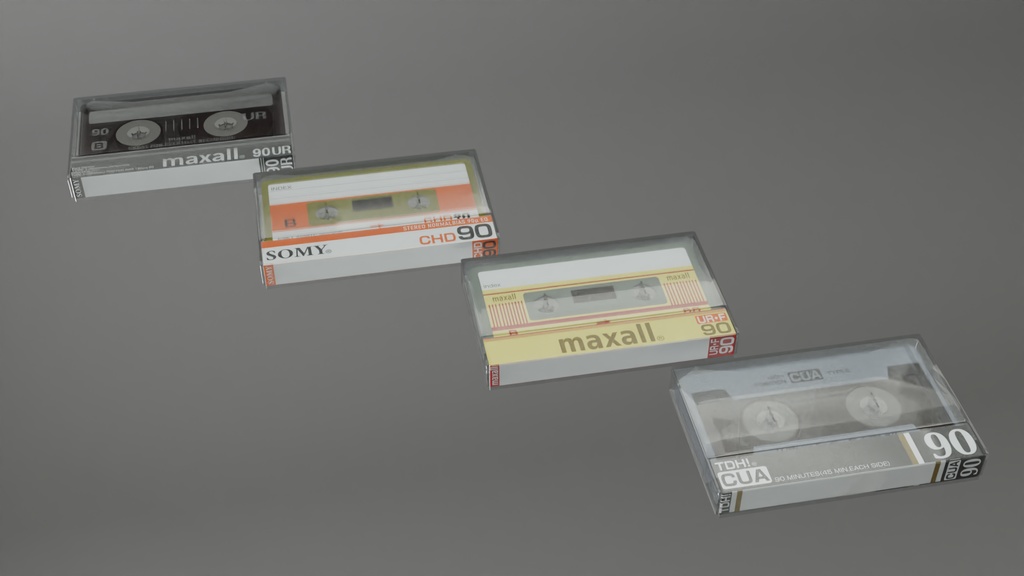 カセットテープ4種 3Dモデル その3