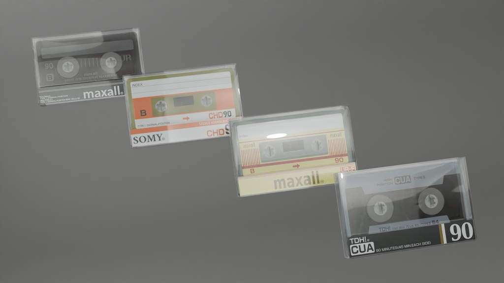 カセットテープ4種 3Dモデル その3