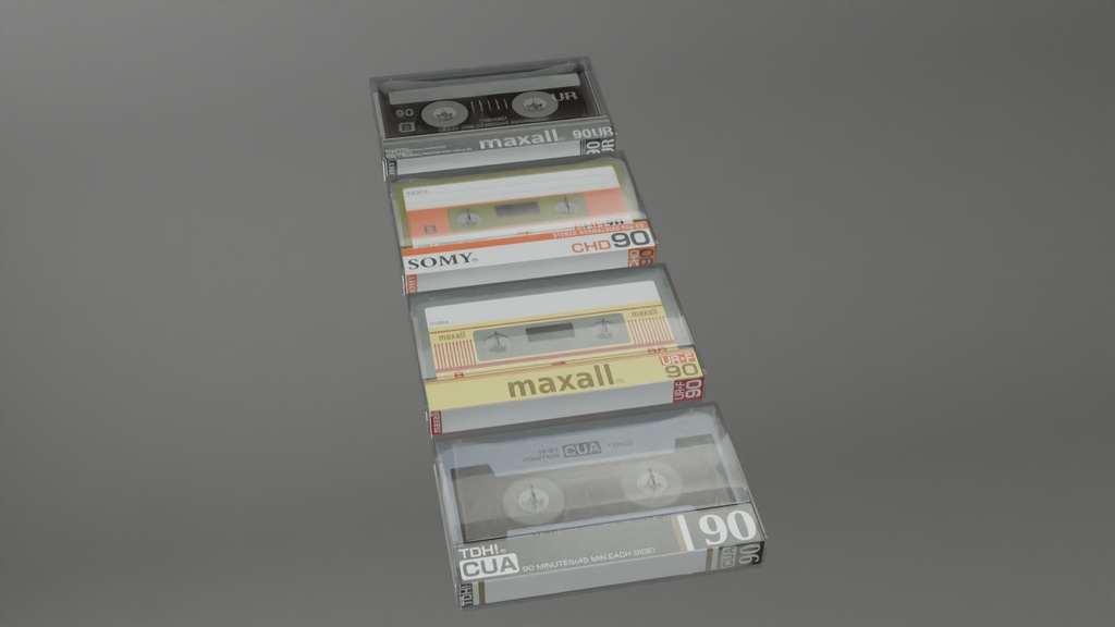カセットテープ4種　3Dモデル　その3