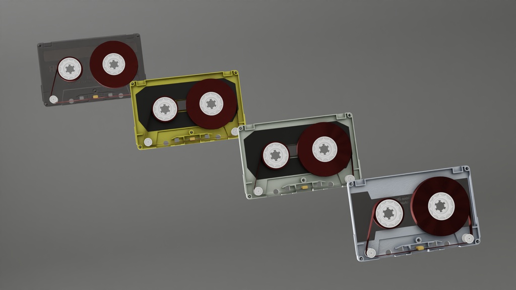 カセットテープ4種 3Dモデル その3