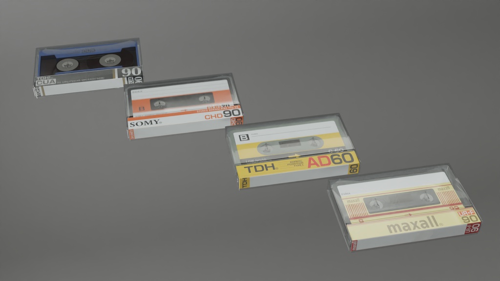 カセットテープ4種 3Dモデル その4