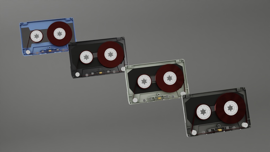 カセットテープ4種 3Dモデル その4