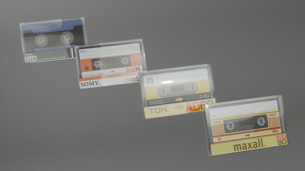 カセットテープ4種 3Dモデル その4