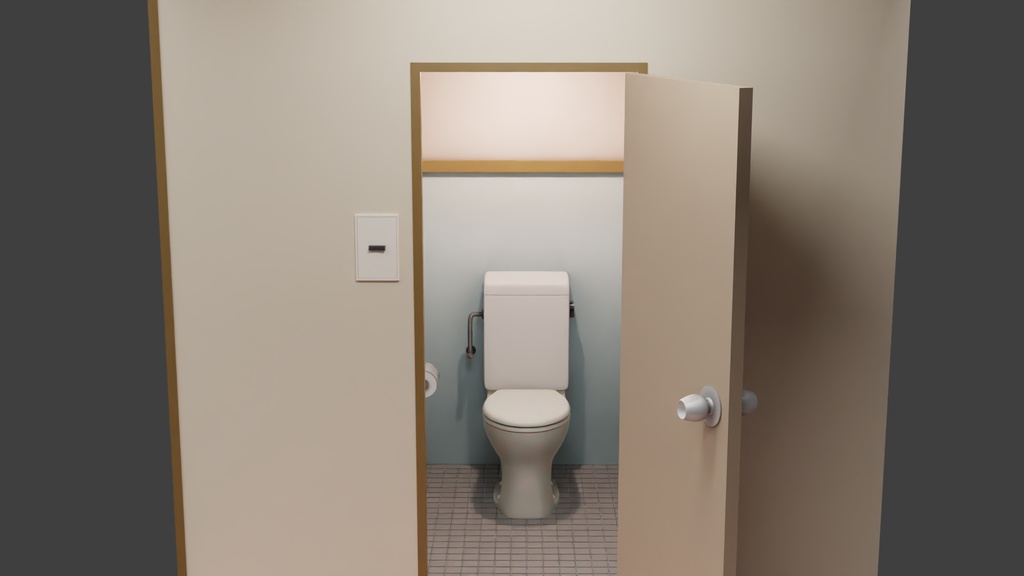 トイレ個室(家庭内) 3Dモデル