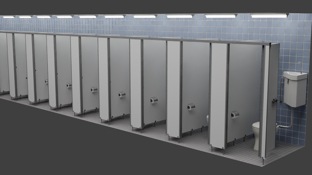 トイレ個室(公衆) 3Dモデル