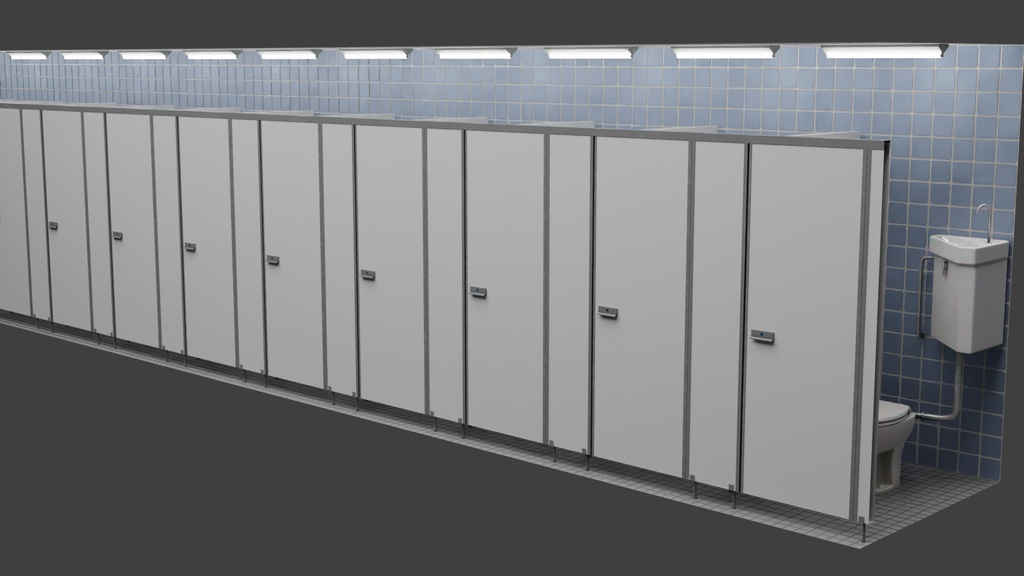 トイレ個室(公衆) 3Dモデル