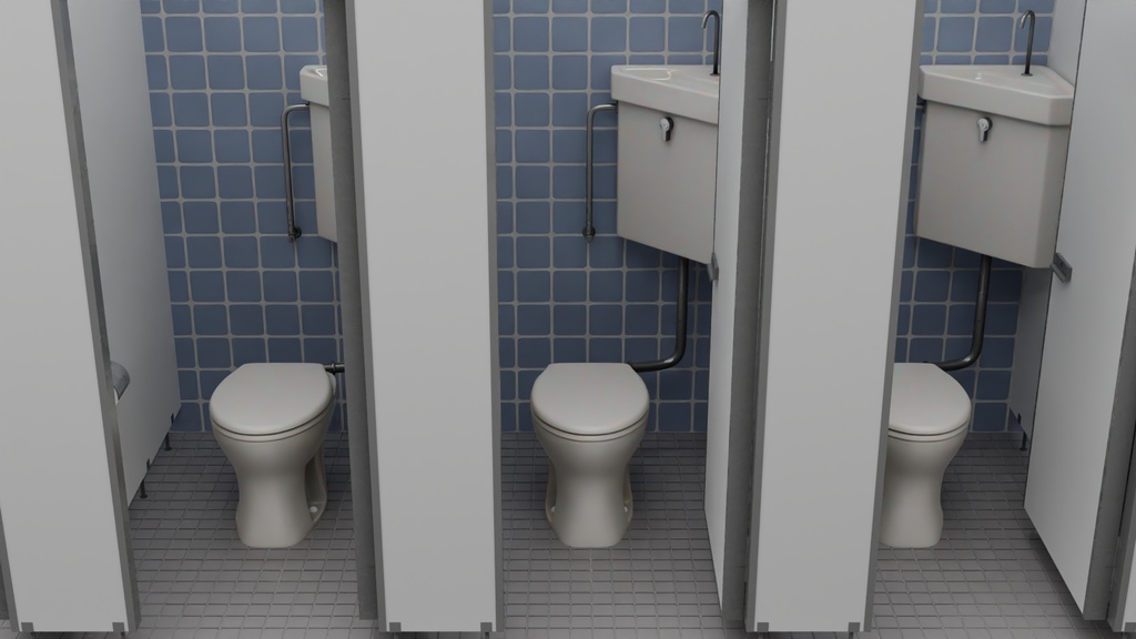 トイレ個室(公衆) 3Dモデル