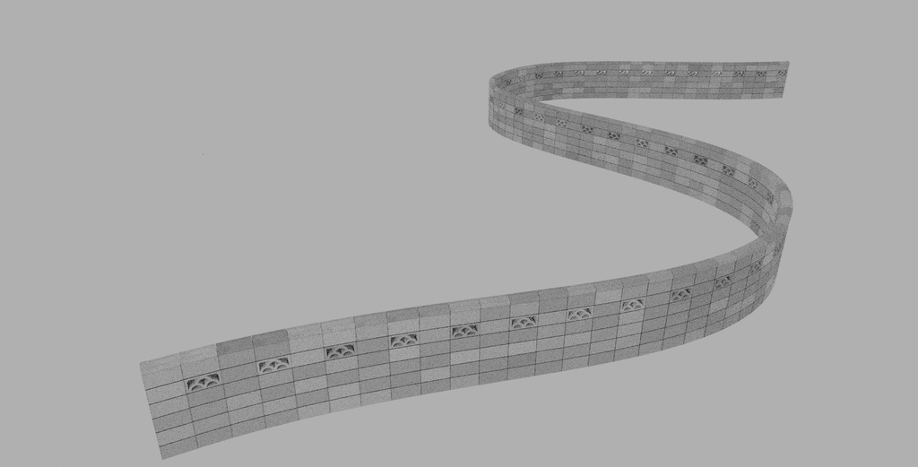 ブロック塀 3Dモデル
