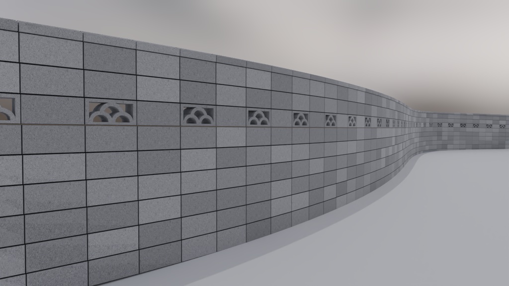 ブロック塀 3Dモデル