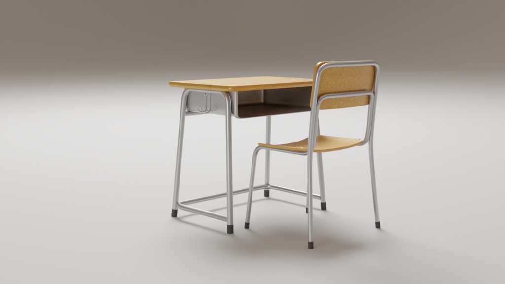 机と椅子 3Dモデル