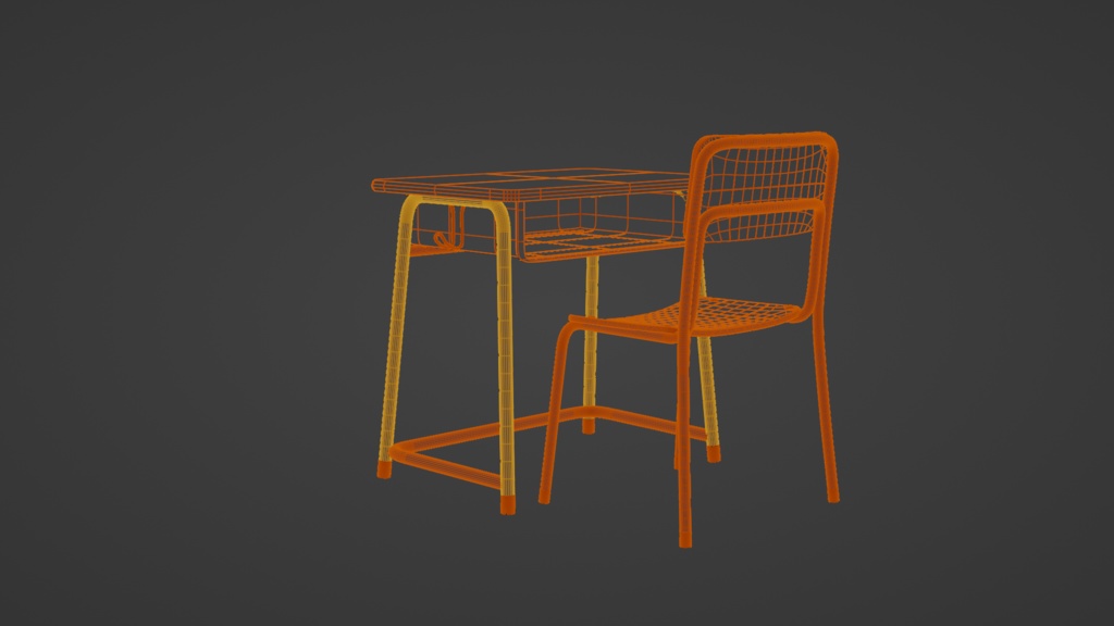 机と椅子 3Dモデル