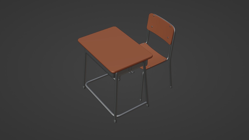 机と椅子 3Dモデル