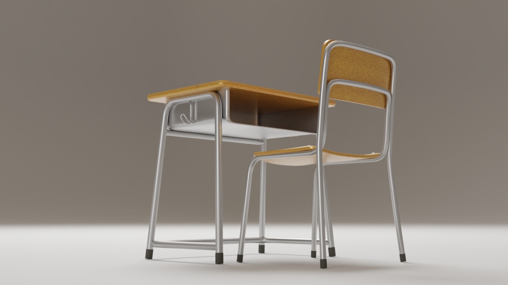 机と椅子 3Dモデル