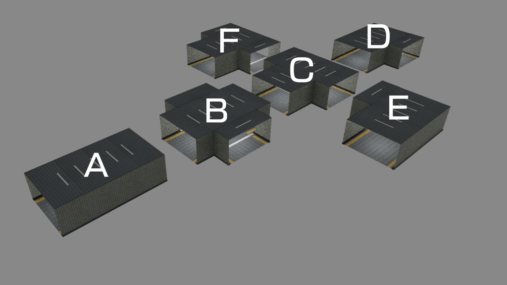 地下通路 ブロックセット 3Dモデル