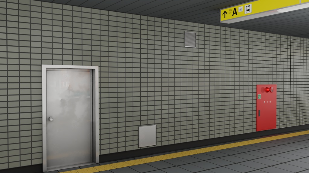 地下通路 装飾セット 3Dモデル