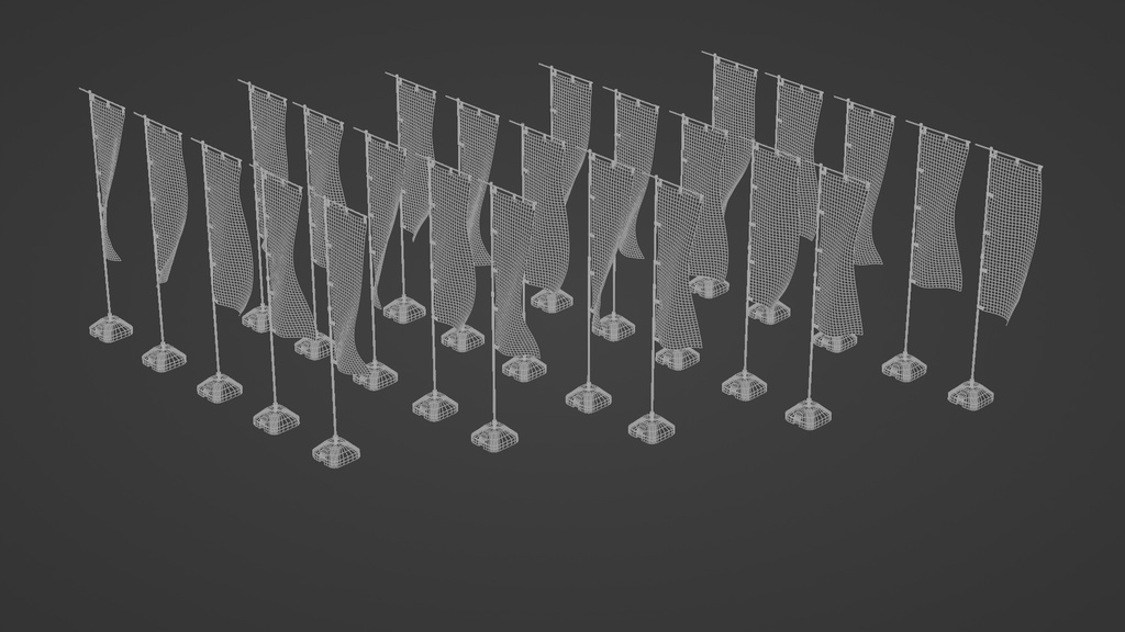のぼりセット 3Dモデル
