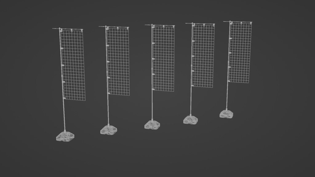 のぼりセット 3Dモデル