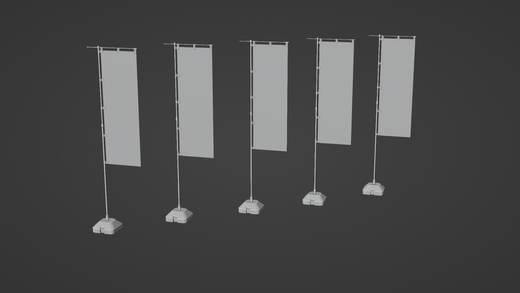 のぼりセット 3Dモデル