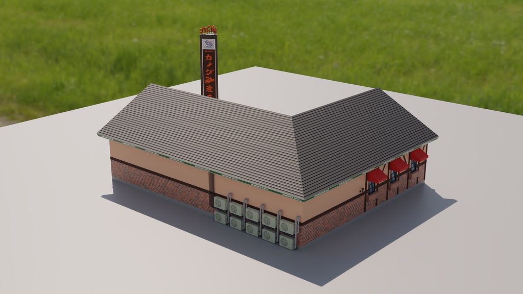 町のカフェ 3Dモデル