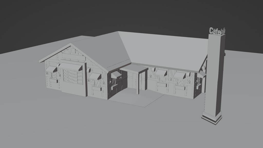 町のカフェ 3Dモデル