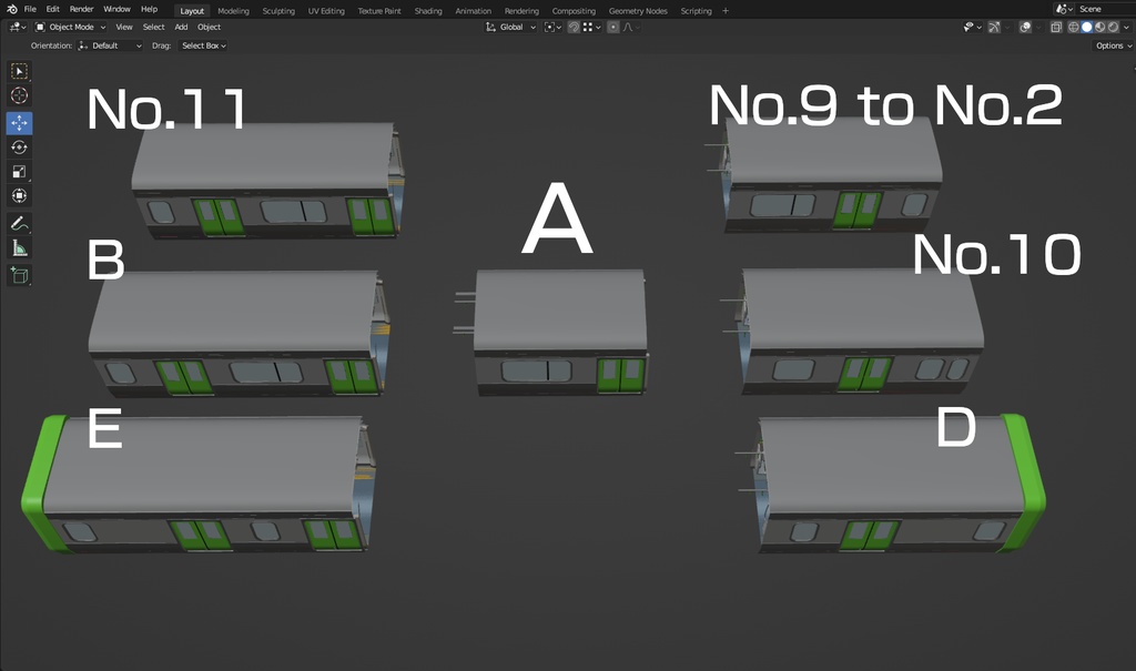 電車内部2 3Dモデル