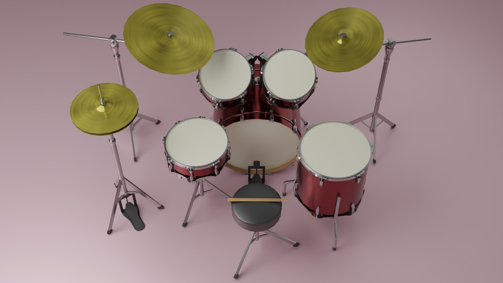 ドラムセット 3Dモデル
