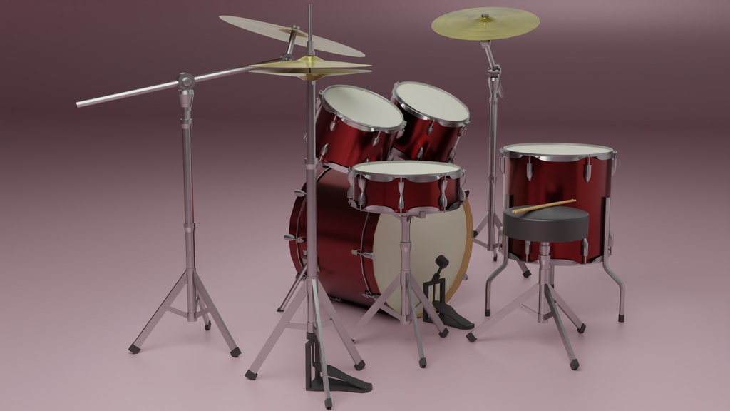 ドラムセット 3Dモデル