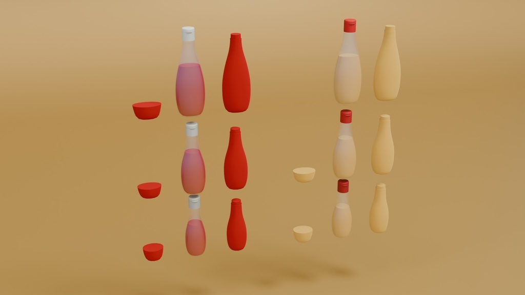 マヨネーズ&ケチャップ 3Dモデル