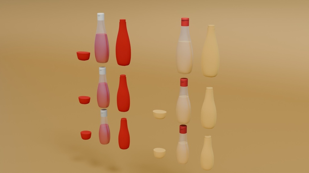 マヨネーズ&ケチャップ 3Dモデル